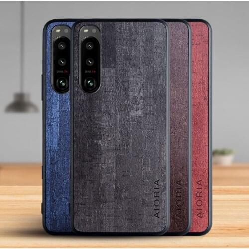 Case for Sony Xperia 5 III Funda Luxury Vintage Bark pattern Leather Phone Cover for sony xperia 5 iii case Coque