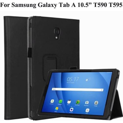 Handrest PU Leather Case For Samsung Galaxy Tab A 10.5 Cover SM-T590 T595 Business Stand Casing TabA 10.5" T590 Bag + Card Slots