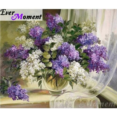 Ever Moment 5D DIY Diamond Embroidery Flowers In Vase Diamond Mosaic Full Square Drills Artwork Home Decoration ASF1134