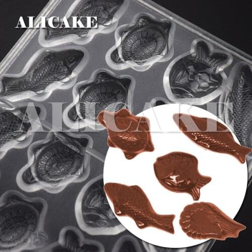5 Styles Fish Chocolate Mould Polycarbonate Form Mold Thick Food Grade for Bakery Baking Pastry Tools Tray Chocolate Mould