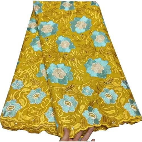 Cotton Fabric 2021 High Quality Swiss Voile Lace With Stone African Cotton Lace Fabric For Wedding Dress TY-160