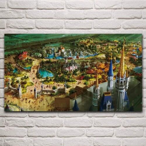 Artistic city scenic castle architecture fantasy artwork tower living room home art decor print canvas fabric poster KM729