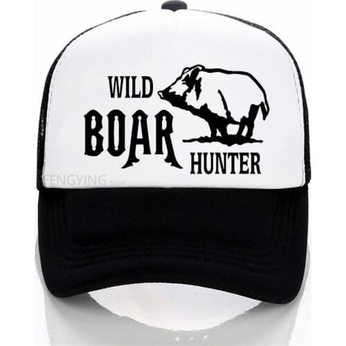 Personalized Fitness Wild Boar Hunter baseball cap Men women Letters Adjustable sports hat summer mesh trucker cap