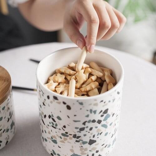 Marble Pattern Ceramics Storage Bottles Jar Vintage For Storage Creative Container With Lid Kitchen Tea Storage Bottles Candy