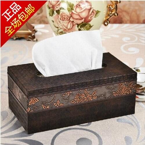 Palace vintage royal big rectangle leather tissue box toilet paper storage pumping napkin holder case dispenser 422A