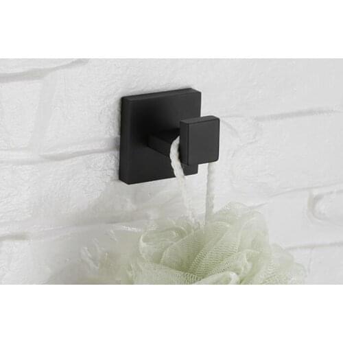 SUS 304 Stainless Steel Robe Hook Black Towel Hook Wall Mount Square Towel Robe Coat Hat Door Hanger SM9D