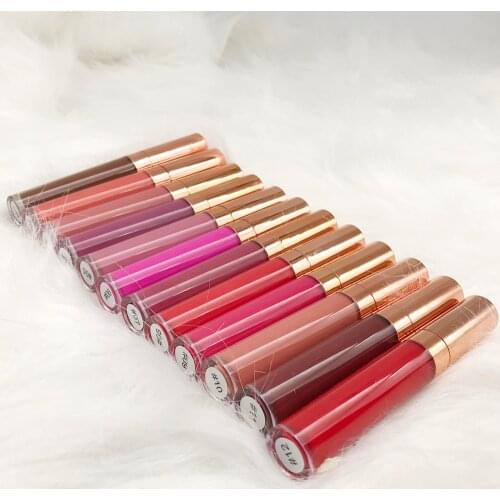 10 Piece Matte Waterproof Liquid Lipstick Private Label Matte Non-stick Cup Custom Lip Gloss Wholesale Popular Color Low MOQ