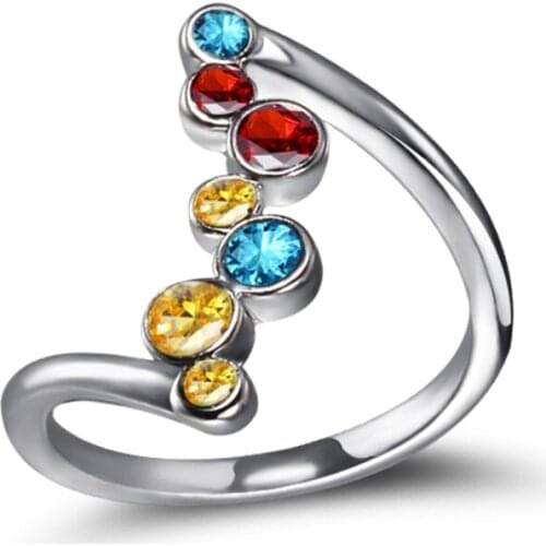 Fashionable Simple Women Ring Inlaid Color Diamond Round Zircon Ring Banquet Wedding Wedding Jewelry Female Custom Birthday Gift