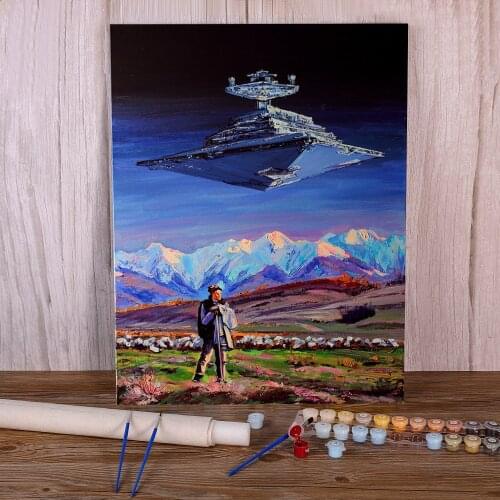 Landscape Star Sheep Painting By Numbers Package Acrylic Paints 40*50 Oil Painting New Design For Kids Handiwork