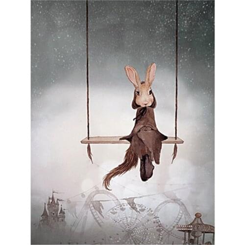 Rabbit Boy And Girls Cartoon Angel Printed 11CT Cross Stitch Full Kit DIY Embroidery DMC Threads Handmade Knitting Sales