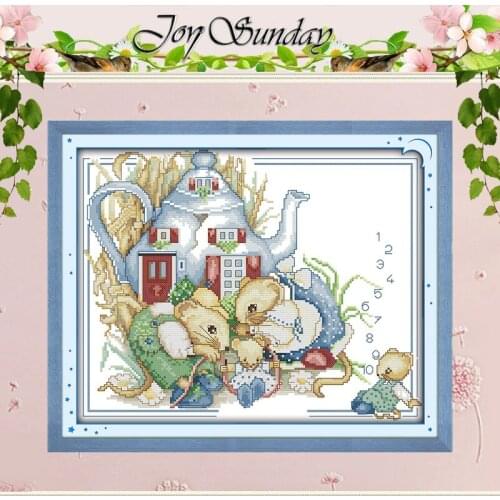 The Mouse Family Counted Cross Stitch 11CT 14CT Cross Stitch Sets Wholesale Chinese Cross-stitch Kits Embroidery Needlework