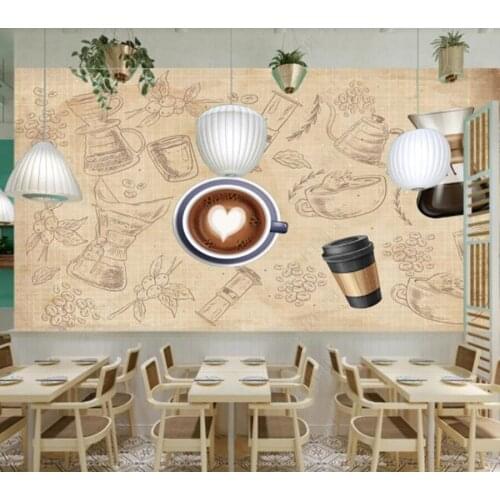 Papel de parede Dining Gourmet Coffee Shop Blackboard Restaurant Hotel 3d wallpaper mural,kitchen wall papers home decor