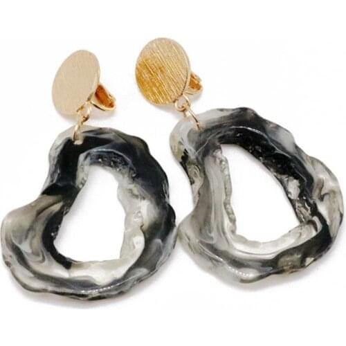 Marbled Pattern Irregular Earring European Style Statement