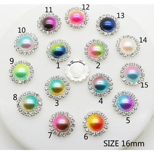 NEW Rainbow Color Buttons 10pcs/lot 16mm Flatback Button Apparel decoration Girls Hair Accessories Wedding party Decoration