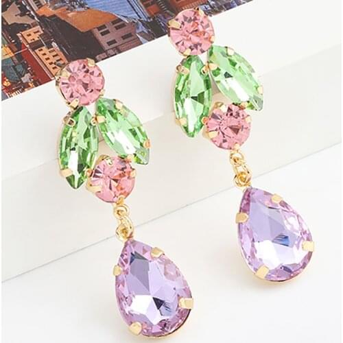 ZHINI 2020 New Korean Fashion Water Drop Earrings for Women Simple Color Crystal Long Earring Party Wedding Rhinestone Jewelry