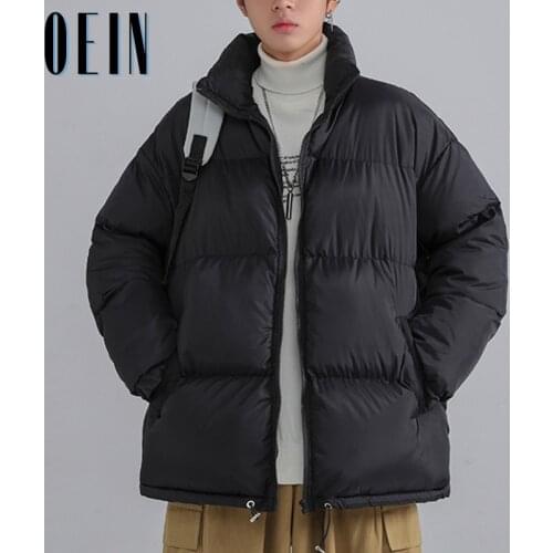 OEIN Men Harajuku Colorful Bubble Coat 2021 Winter Cotton Parka Jacket Mens Streetwear Hip Hop Parka Korean Black Cotton Jackets
