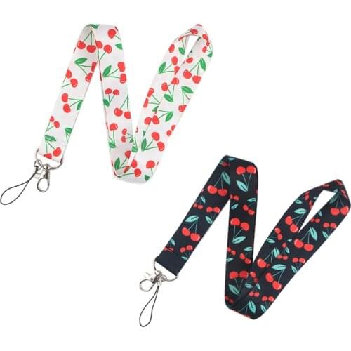 Cute Cherry Mobile Phone Straps Keychain Lanyard For Keys ID Card Badge Holder Neck Strap DIY Hang Rope Keycord Webbing Ribbon