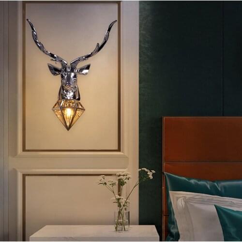 Luxury Resin Antlers Led Wall Lamp For Home Decor Modern Retro Living Room Bedroom Bedside Light Indoor Lighting Wall Sconce