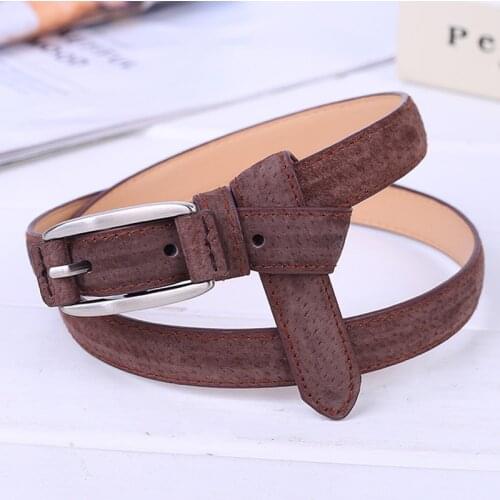 Elifashion Female Fashion Wild Thin Section Frosted Pig Skin Belt Trend Small Pin Buckle Dress Belt 10 Colors Available