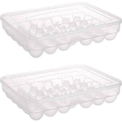 Refrigerator Egg Rack 68 Grid Malicious Egg Tray Rack Stackable Egg Container with Lid 34 Egg Boxes (2 Pieces)
