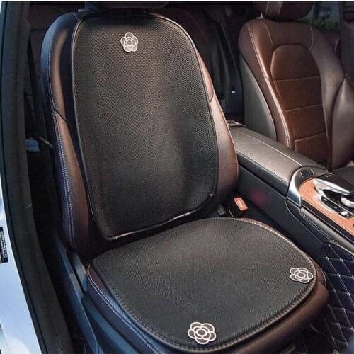 Creative Cute Camellia Flower Universal Car Seat Covers Breathable Ice Silk Auto Seat Cushion Plush Pad Car Interior Accessories