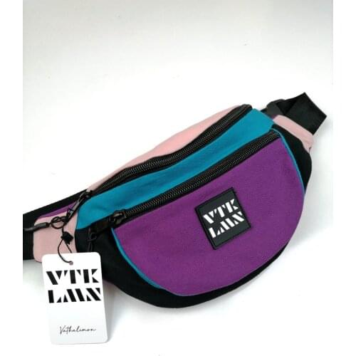 Unisex Waterproof Colorful Shoulder and Waist Bag Purple Turquoise Pink