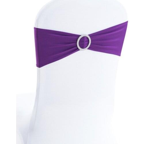 High Quality Spandex Band Bow with Round Ring for Banquet Party Decoration Event Wedding Elastic spandex chair sashes