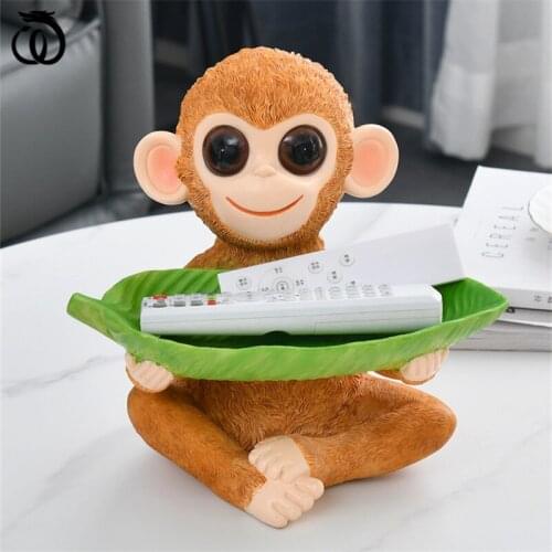 WU CHEN LONG Creative Resin Big Monkey Art Sculpture Cute Animal Statue Snacks Jewelry Key Storage Tray Home Decoration R5883