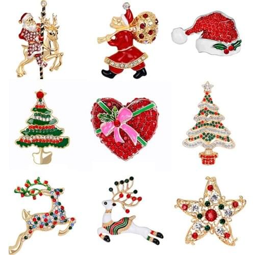 Christmas Brooch Pin Gold Pearl Brooches Pins Trendy Jewelry Father Boots Trees garland Reindeer Brooches For Women
