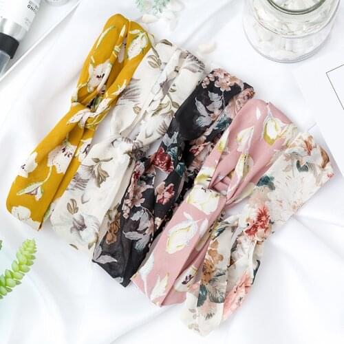 Women Flora Printed Headband Rope Elastic Hair Bands Hair Clip Women Female Turban Hair Accessories