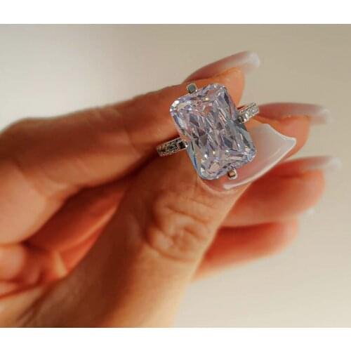 Luxury radiant 925 sterling silver engagement Rings for women Lady Wedding anniversary gift Gemstone jewelry wholesale