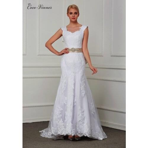 Double Shoulder Cap Sleeve Vintage Mermaid Wedding Dresses With Belt Lace Appliques Custom Made Plus Size Bridal Gowns W0070