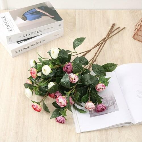 1pc Long Stem 57cm Camellia Artificial Tea Bud Peony Rose Silk Fake flores Wedding Flower DIY Home Garden Party Hotel Decoration