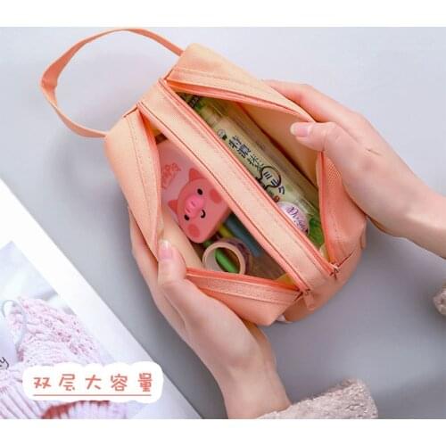 1pc/lot Colorful Large Capacity Pencil Cases Bags Creative Korea Fabric Pen Box Pouch Case School Office Stationary Supplies