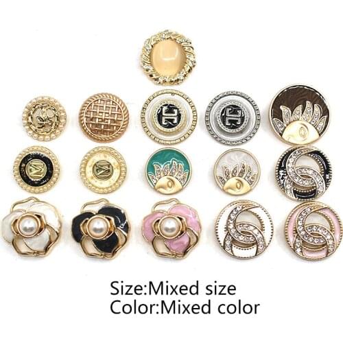 10Pcs/lot Metal Nickel-Free Various Shapes Fashion Buttons, Multiple Mixed Color Options