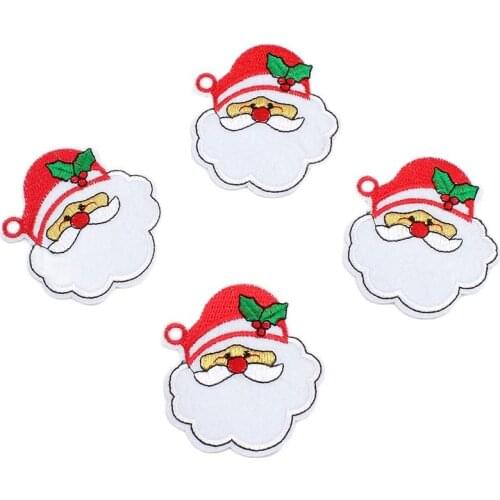 10pcs/lot Embroidered Santa Claus Patches Iron On Christmas Stickers DIY Sewing Fabric Appliques for Jeans Coats Shirt Hat Badge