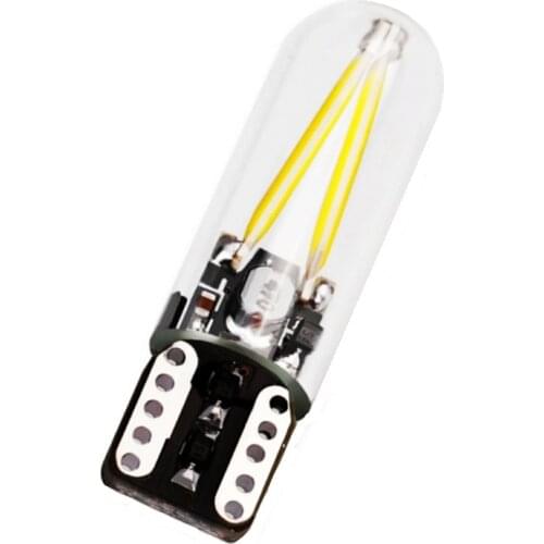 100pcs T10 2825 W5W Filament COB LED Lights Glass Shell Wedge Auto Parking Light Tail Side Bulbs Car Interior Reading Dome Lamp