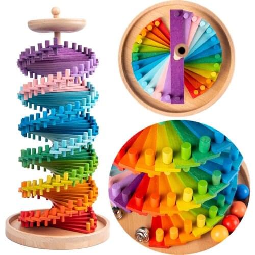 253pcs Wooden Blocks Rainbow Stacking Toys Kids Creative Ball Game Jenga Blocks Baby Montessori Educational Toys for Children