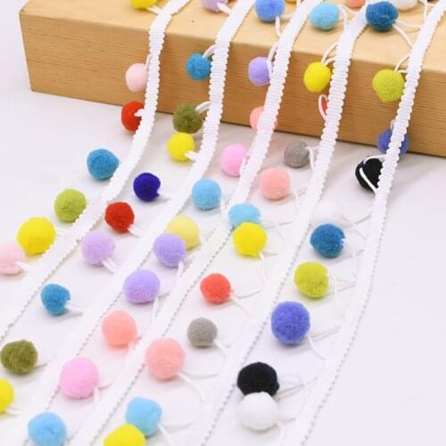 3m/lot Colorful Pompom Trim Lace Ribbon for Craft DIY Wedding Decoration DIY Handmade Patchwork Polyester Sewing Craft Ribbon