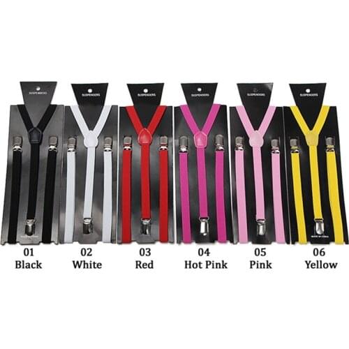 5pcs/lot 1.5cm wide mix Men Womens Clip-on Elastic Braces Slim Suspender Y-back Suspenders For Trousers Pants Holder Braces Top