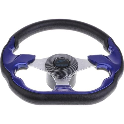 Battle Style Aluminum Marine Steering Wheel with Soft Foam Grip 3/4" Blue