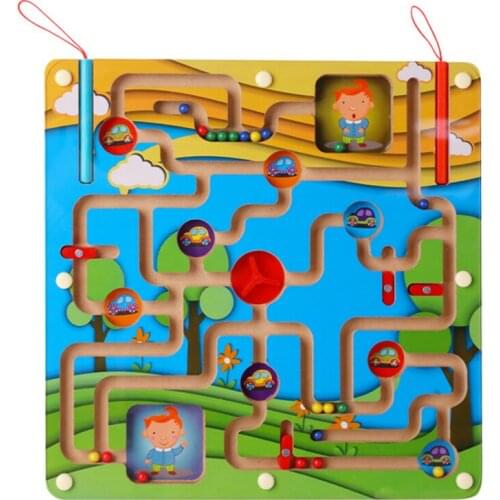 Large Animal Cube Puzzle Maze Toy Game Wooden Magic Game Children Montessori Cube Puzzle Educational Balance Magnetic Maze Toy