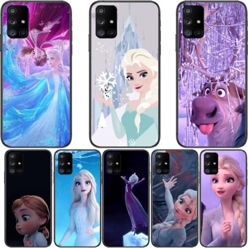 Elsa Disney Frozen Phone Case Hull For Samsung Galaxy A50 A51 A71 A70 A52 A40 A30 A31 A80 A20E 5G S Black Shell Art Cell Cove