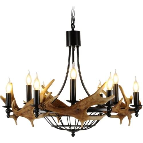 Rustic Chandelier Lighting industrial wind wrought iron antler living room restaurant Chandeliers Lamps Ceiling loft Lights