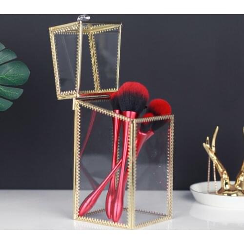 Makeup Brush Holder Storage Tube Europe Crystal Cosmetic Makeup Organizer Jewelry Lipstick Eyebrow Pencil Makeup Storage Box