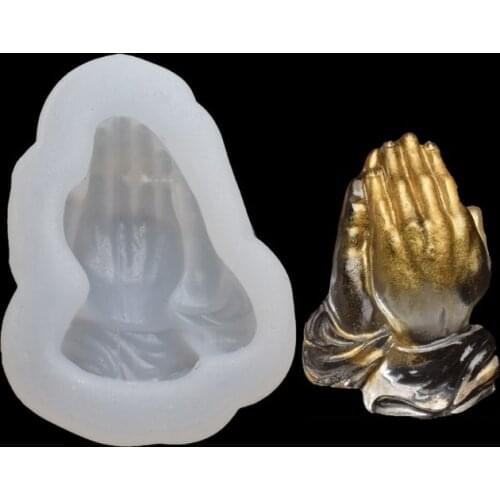 ANGELADY Resin Casting Mold Buddhism Prayer Hand Pendant Silicone Resin Mold Buddha Bead Pendant Jewelry Making Tools Art Crafts