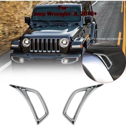 Chrome ABS Car Leaf plate Air Inlet Trim Cover For 2018 for Jeep Wrangler JL 2pcs