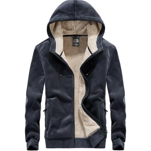 Faux Lambswool Cardigan Plus Size Hooded Jacket Mens Sports Jacket Plus Fleece Thick Hoodie Silver Fox Fur Coat Streetwear