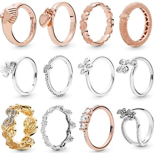 Kakany 100% 925 Sterling Silver New Corolla Butterfly Matte Crown Four-leaf Clover Ring Original High Quality 1:1 Fashion Jewelr