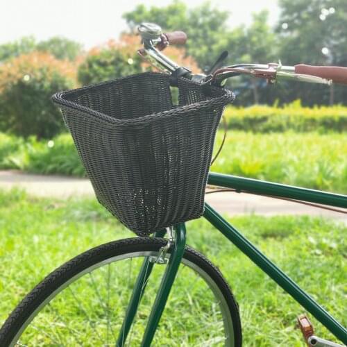 Bike Basket Wicker Front Handlebar Bicycle Basket Adjustable Detachable Woven Basket For Cycling Bicycle Accessories